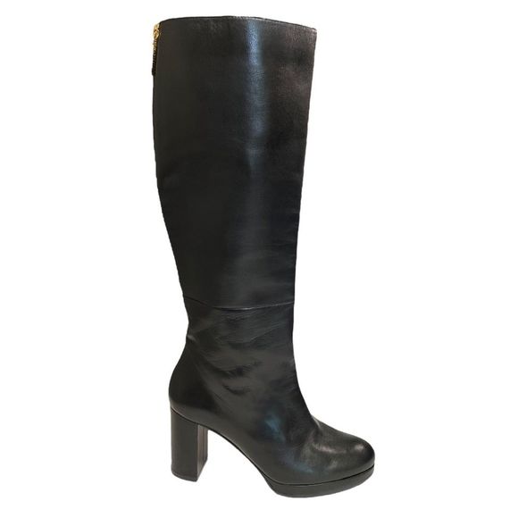 STUART WEITZMAN Black Leather Knee High Heel Boots Shoes 5.5 - Picture 12 of 16